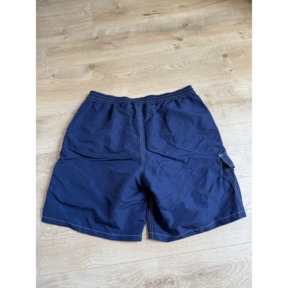 EUC Polo Ralph Lauren cargo Navy Blue Swim Trunks With Pockets Mesh Lined size L